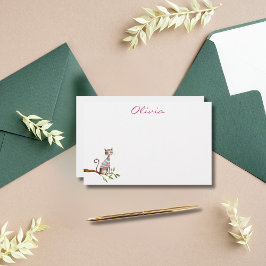 Papelería Personalizado de acuarela de felino caprichoso par