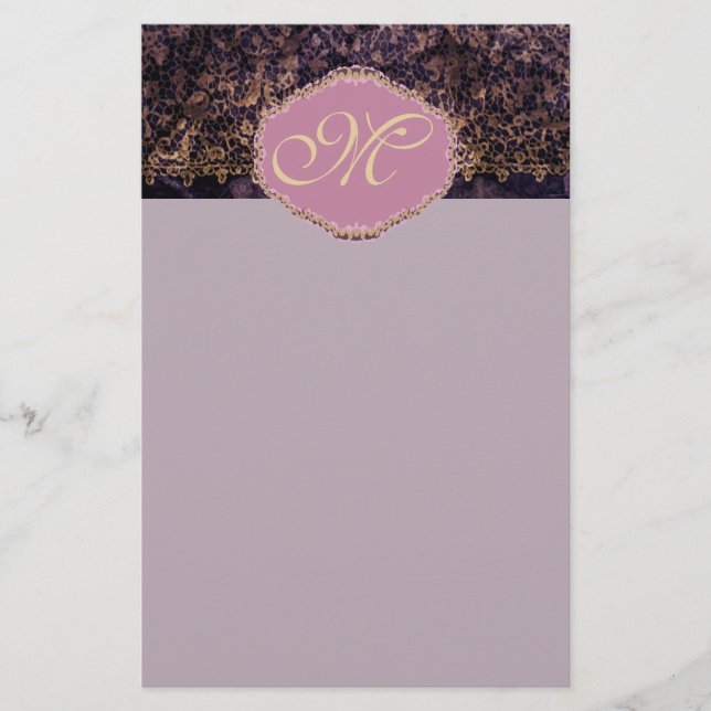 Papelería Personalizado de encaje gótico Monograma Stationer (Anverso)