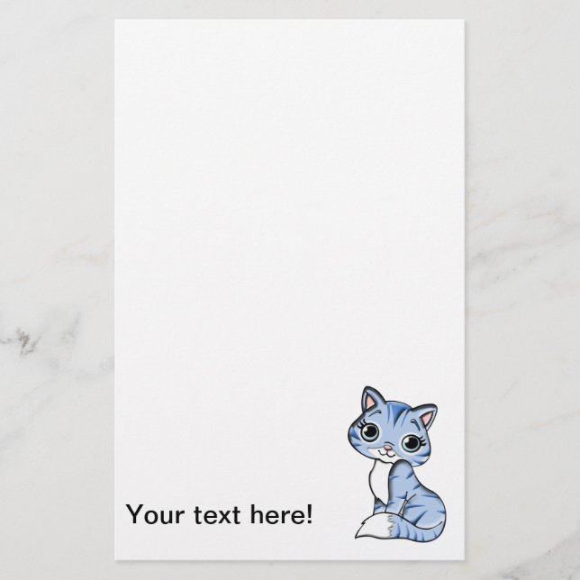 Papelería Personalizado de gato azul (Anverso)