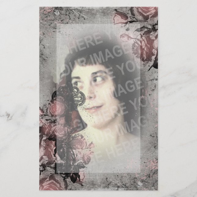 Papelería Personalizado de llave antigua y Rosas (Anverso)