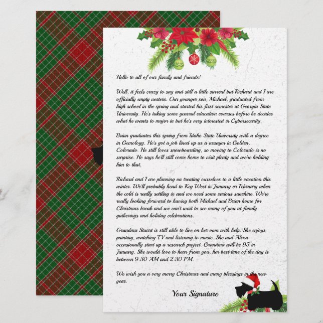 Papelería Personalizado de noticias de Scottie Dog Plaid Nav (Anverso / Reverso)