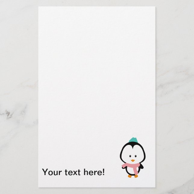 Papelería Personalizado de pingüino cute (Anverso)