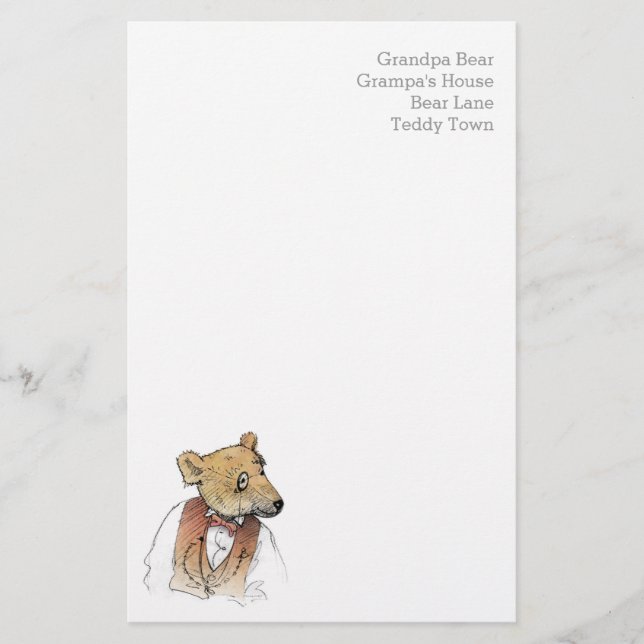 Papelería Personalizado divertido del oso del abuelo (Anverso)