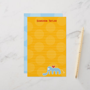 Papelería Personalizado Elefantes Azules Niños Niños Dots Gr