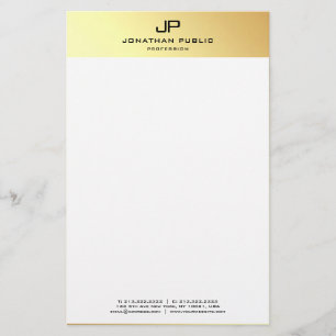 Papelería Personalizado Elegant Gold White Modern Template