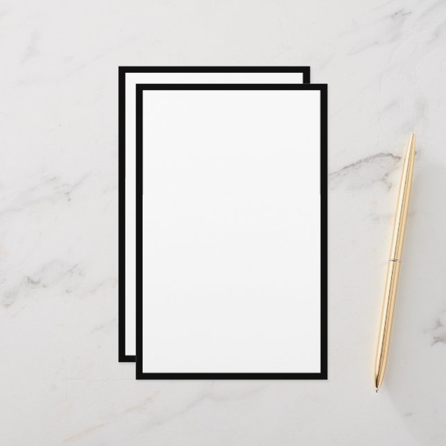 Papelería Personalizado elegante de borde negro en blanco (Anverso/Reverso In Situ)