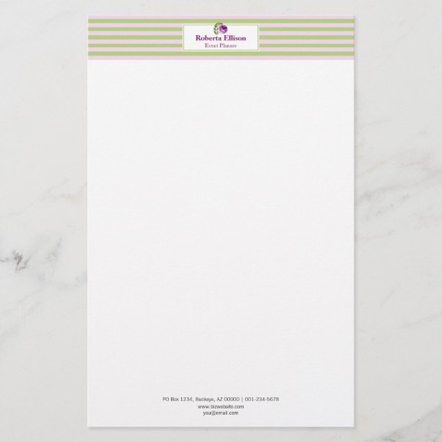 Papelería Personalizado Elegante Pastel Floral Bandas horizo (Anverso)