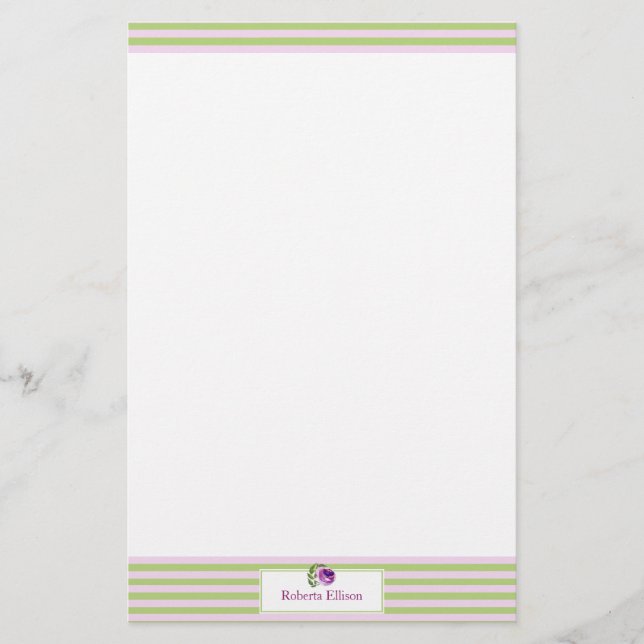 Papelería Personalizado Elegante Pastel Floral Bandas horizo (Anverso)