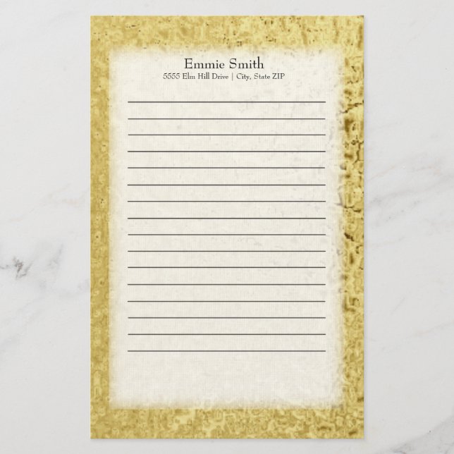 Papelería Personalizado en oro y blanco (Anverso)