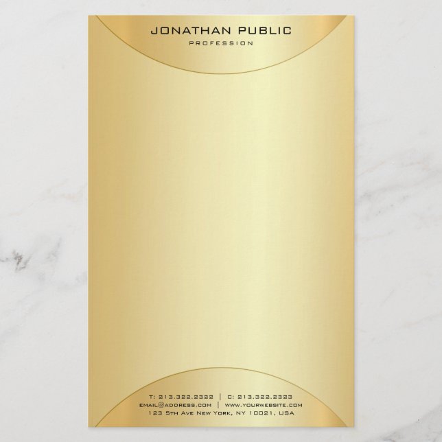 Papelería Personalizado Faux Gold Elegant Modern Template (Anverso)