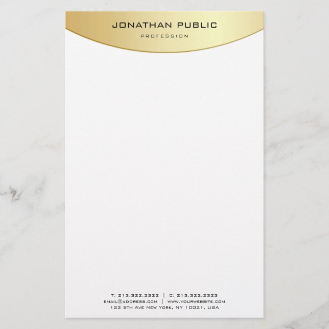 Papelería Personalizado Faux Gold Elegant Trendy Moderno (Anverso)