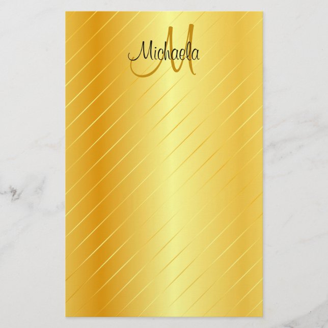 Papelería Personalizado Faux Gold Monogram Elegant Modern Te (Anverso)
