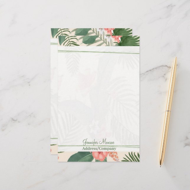 Papelería Personalizado floral tropical (Anverso/Reverso In Situ)