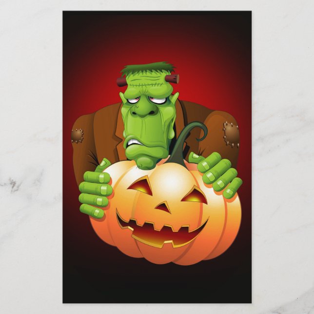 Papelería Personalizado Frankenstein con Calabaza (Anverso)