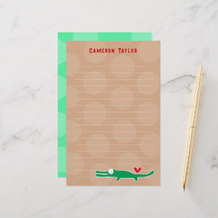 Papelería Personalizado Green Gator Niños niños puntos graci