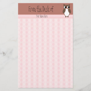 Papelería Personalizado lindo del búho de Brown