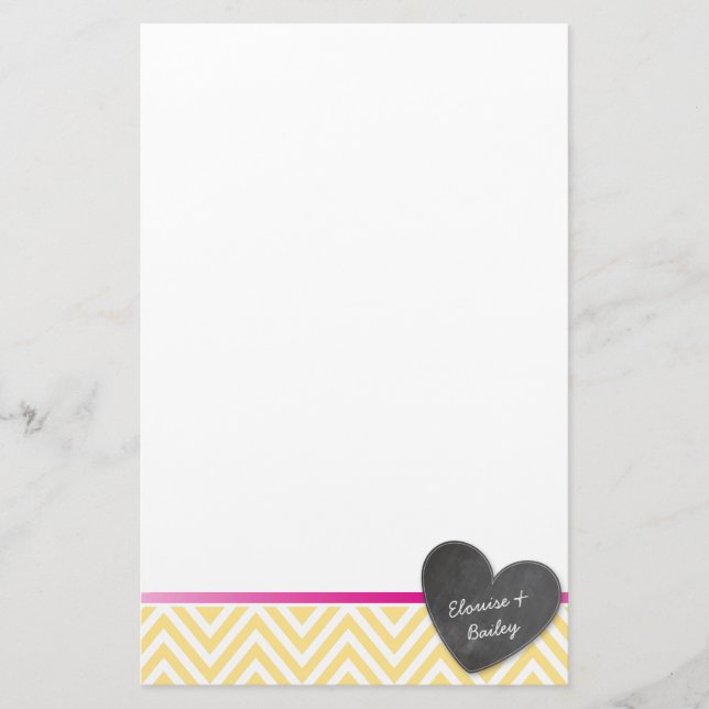 Papelería PERSONALIZADO MONOGRAM chevron pizarra corazón ama (Anverso)