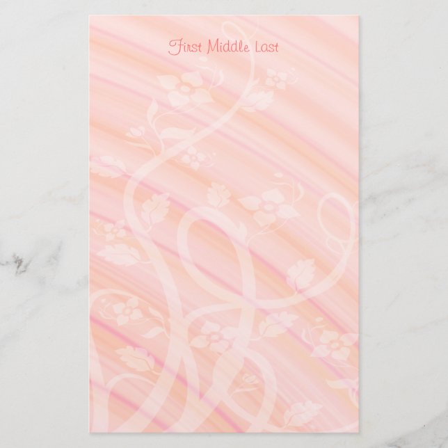 Papelería Personalizado Peach Pink Spiral Floral (Anverso)