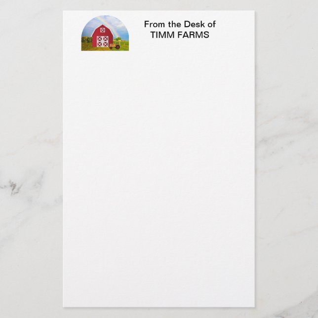 Papelería Personalizado Tu Nombre Red Barn Blue Sky (Anverso)