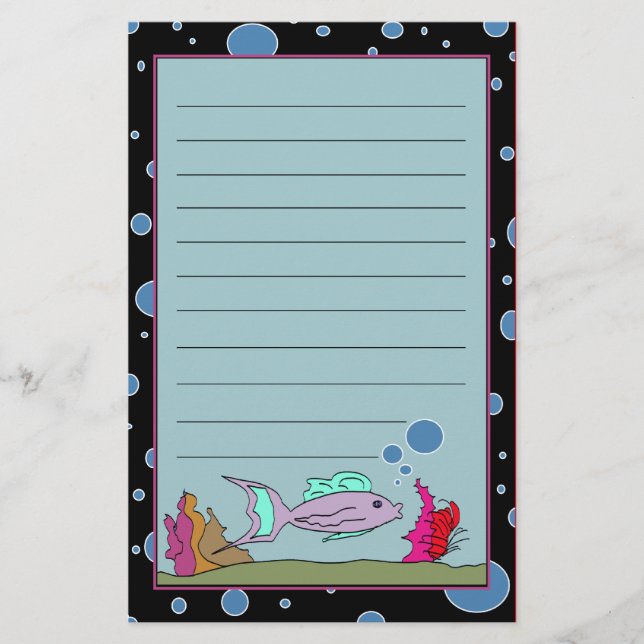 Papelería Pescados con efectos de escritorio alineados (Anverso)