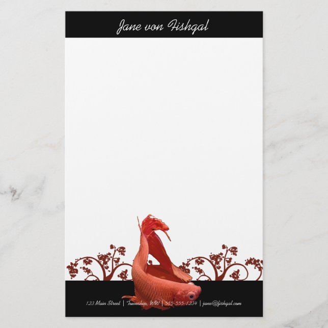 Papelería Pescados rojos de Betta con acentos de la (Anverso)