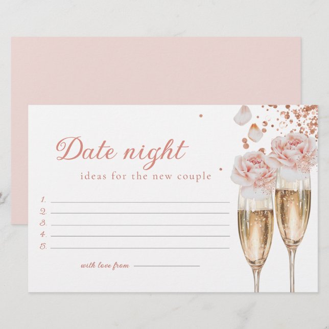 Papelería Petales y Prosecco Juego de Noche Ducha de Novias (Anverso / Reverso)