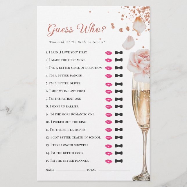 Papelería Pétalos y Prosecco adivinan quién es el juego de l (Anverso)