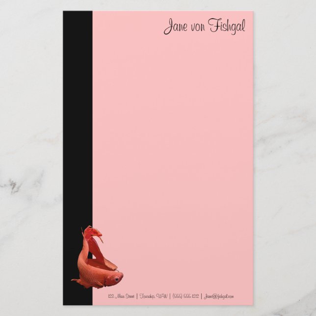 Papelería Pez de pelea siamés Betta rojo (Anverso)