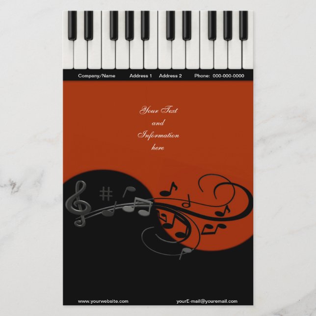 Papelería Piano Stationery (Anverso)