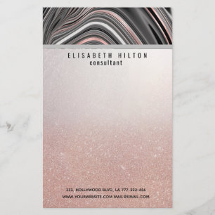 Papelería piedra de ágata geoda rosa oro plateado negro pape