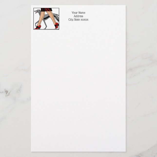 Papelería Piernas Art Deco Mujeres Greyhound Whippet Dog R (Anverso)