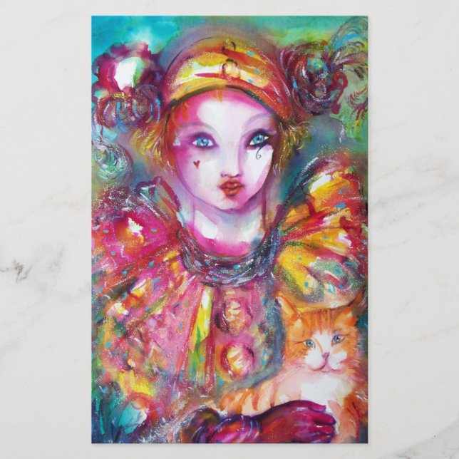 Papelería PIERROT CON CAT / Fiesta de la Mascarada Mardi Gra (Anverso)