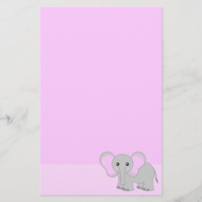 Papelería Pieza de elefante rosa (Anverso)