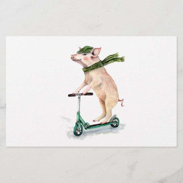 Papelería Piggy on a scooter (Anverso)