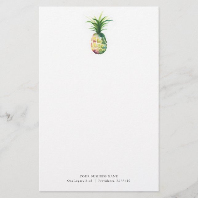 Papelería Pineapple de acuarela de Stationery personalizada (Anverso)