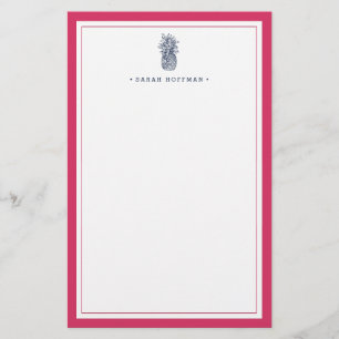 Papelería Pineapple Prep Pink & Naval Personalizada