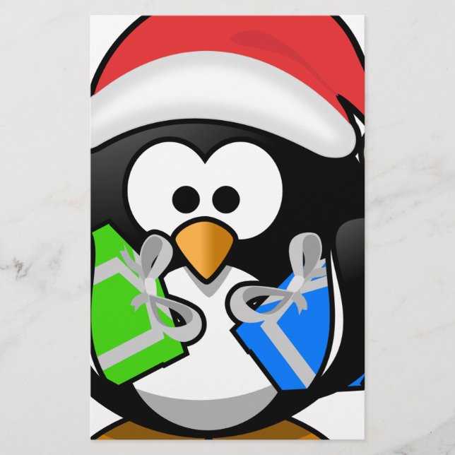 Papelería Pingüino con regalos (Anverso)