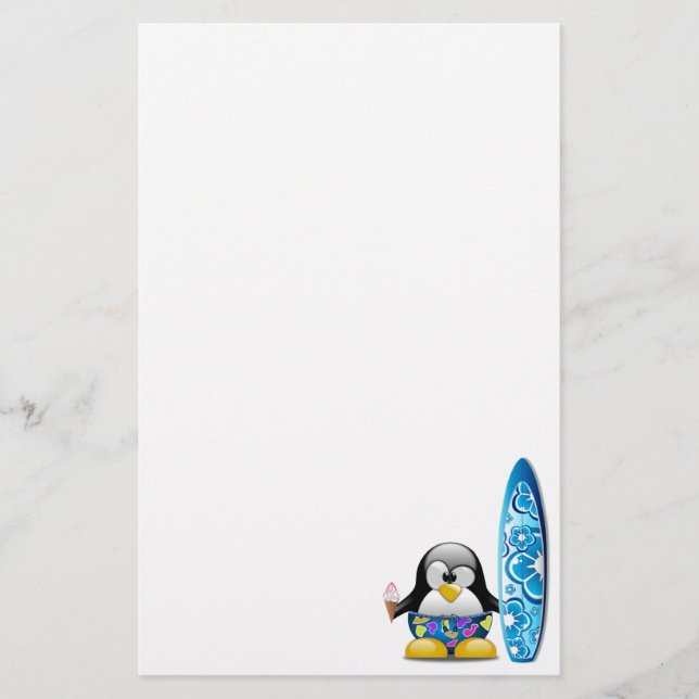 Papelería Pingüino de la persona que practica surf con (Anverso)