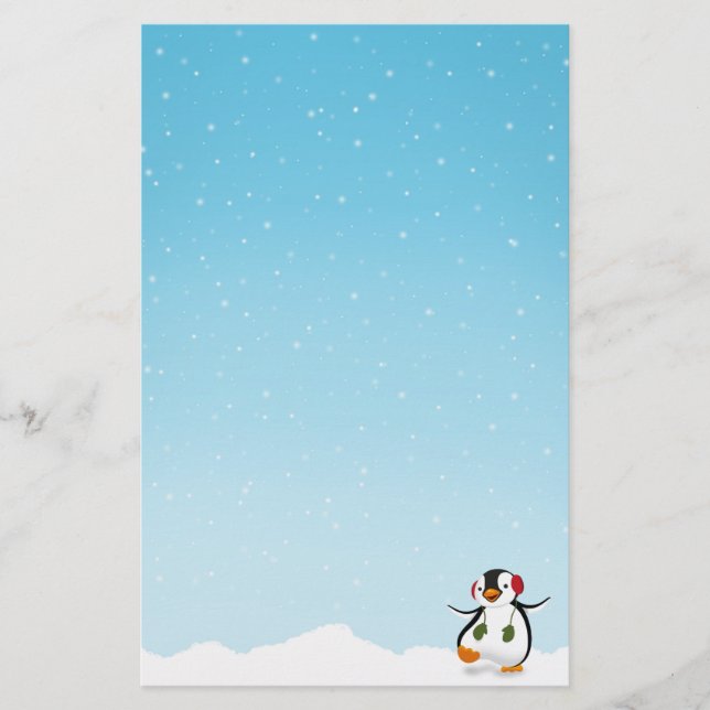 Papelería Pingüino divertido lindo del invierno (Anverso)