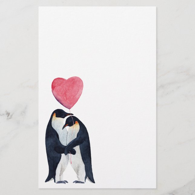 Papelería Pingüino emperador de la pareja acuarela  (Anverso)