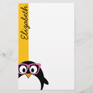 Papelería Pingüino hipster - Personalizado suave rosa amari
