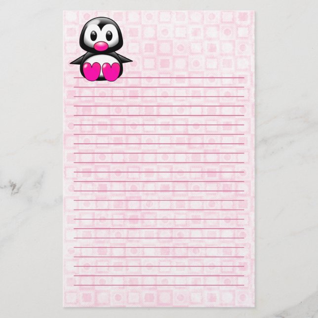 Papelería Pingüino rosa fino (Anverso)