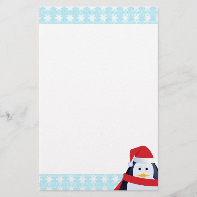 Papelería Pingüino y copos de nieve (Anverso)