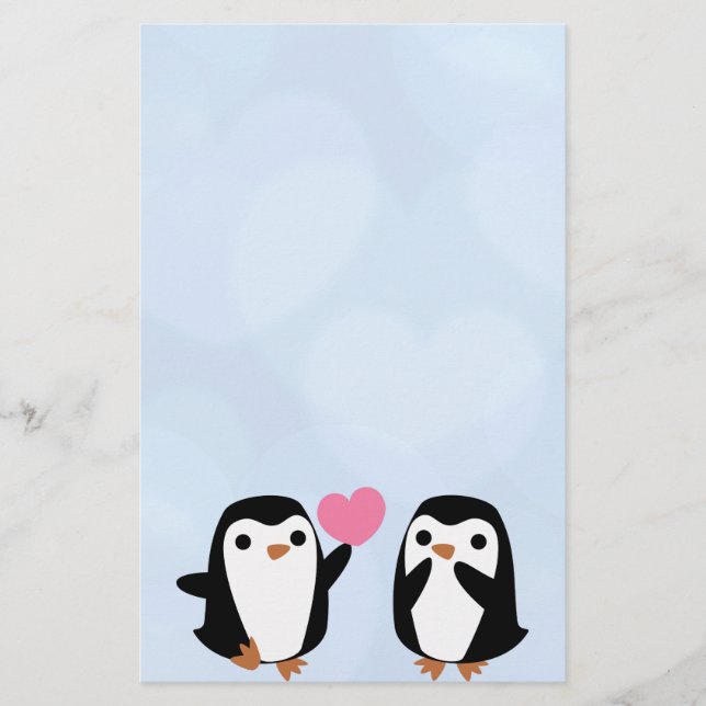Papelería Pingüinos enamorados (Anverso)