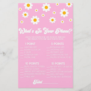 Papelería Pink Daisy Retro En Tu Juego De Baby Shower Para T