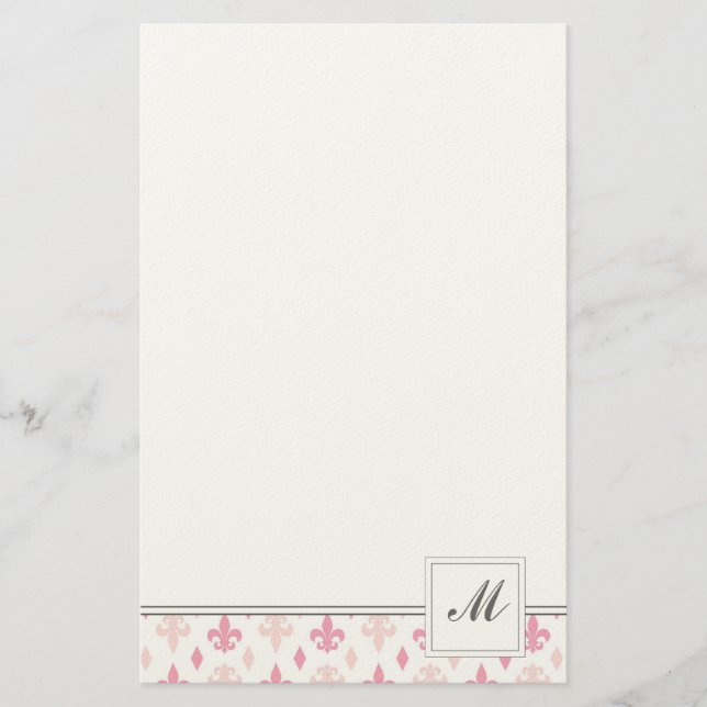 Papelería Pink Fleur de Lis Stationery (Anverso)