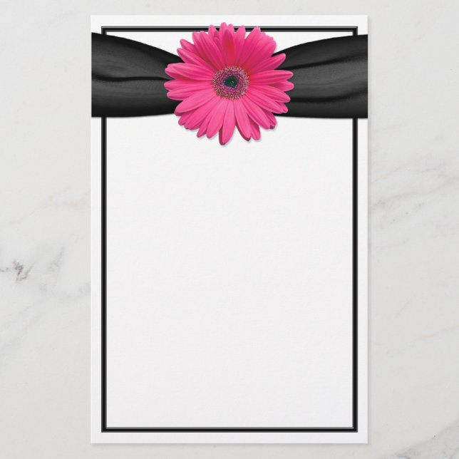 Papelería Pink Gerbera Daisy Stationery (Anverso)
