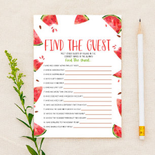 Papelería Pink Green Watermelon Find Guest Baby Shower Game
