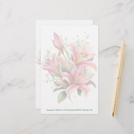 Papelería Pink Lilies Personalizado Stationery