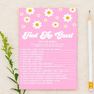Papelería Pink Retro Daisy Encuentra El Juego De Baby Shower